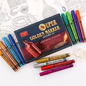 Bộ bút lông 12 màu nhũ kim metallic Super Golden Markers